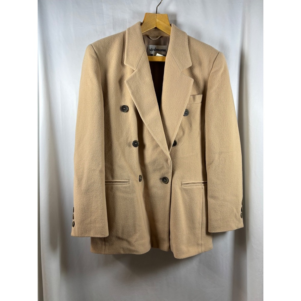 Steilmann Womens Camel Wool Cashmere Double Breasted Blazer Jacket Size 4